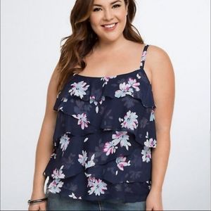 Torrid blue floral sz 2X Tiered Sleeveless blouse